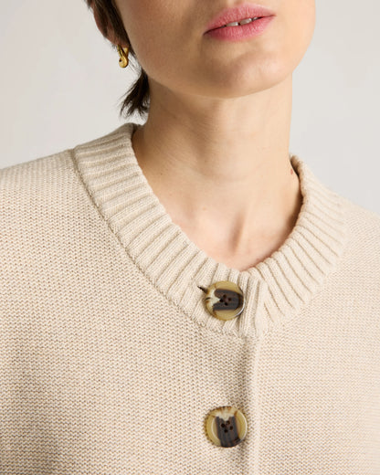 100% Organic Cotton Cropped Cardigan - XS / Heather Brown