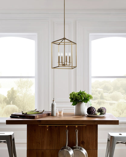 Steel Lantern Pendant Light - Small / Brass