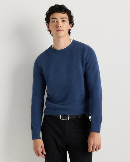 100% Organic Cotton Pique Crewneck Sweater - S / Moonstone Blue
