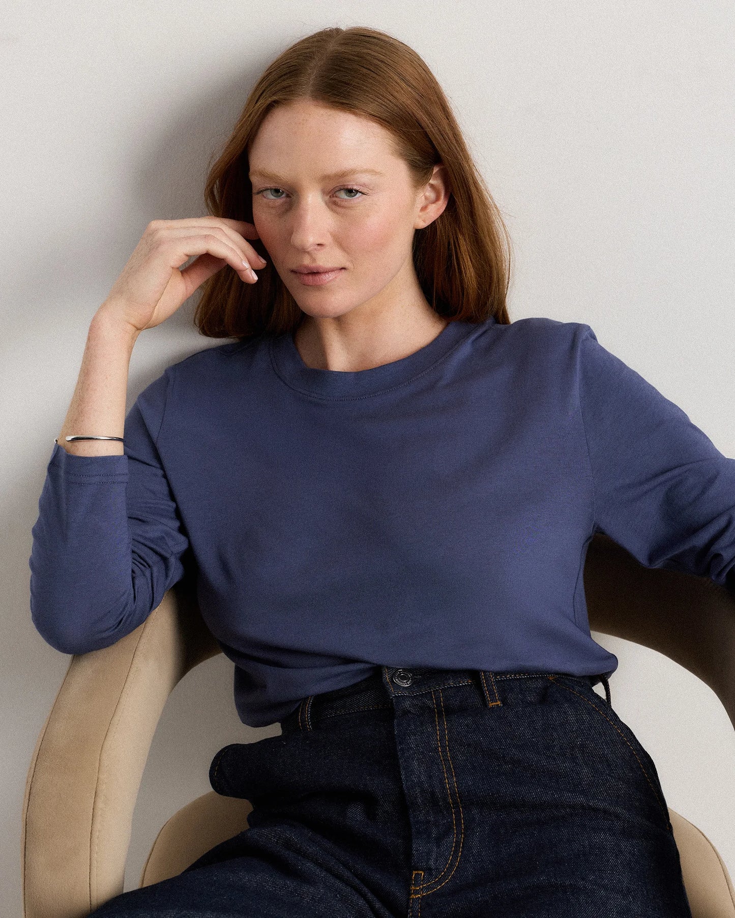 Cotton Modal Relaxed Long Sleeve Tee - XS / Black