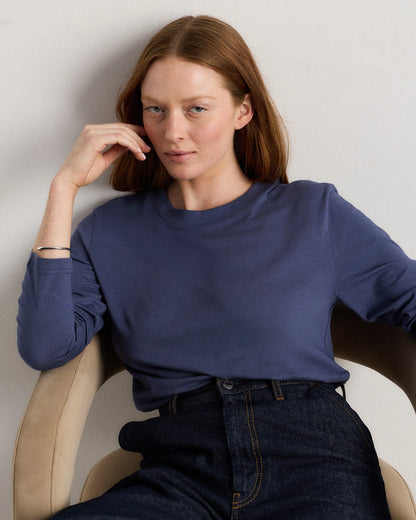 Cotton Modal Relaxed Long Sleeve Tee - XS / Black