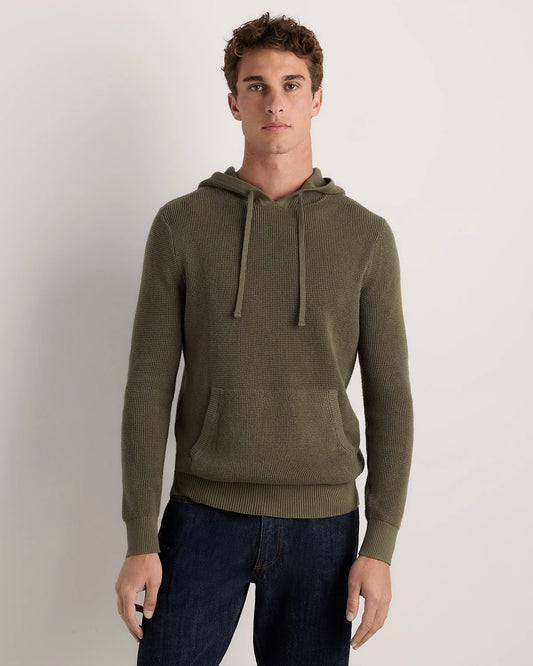 Organic Cotton Cashmere Waffle Hoodie - S / Bayberry Olive