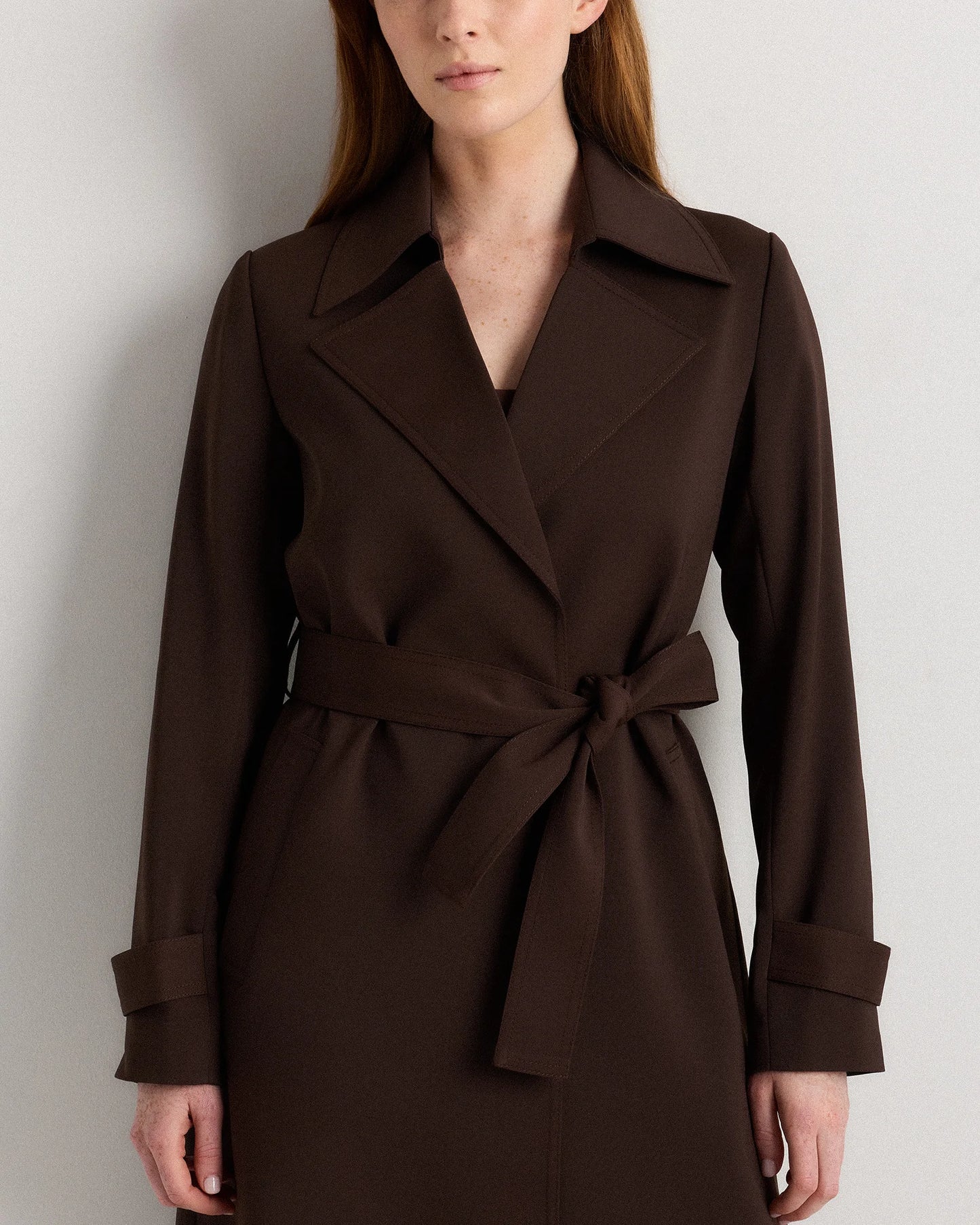 Stretch Crepe Trench Coat - XS / Olive