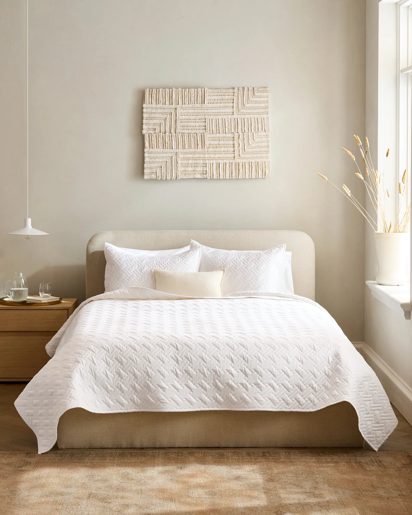 Organic Cotton Basketweave Quilted Sham Set - Standard / Mineral