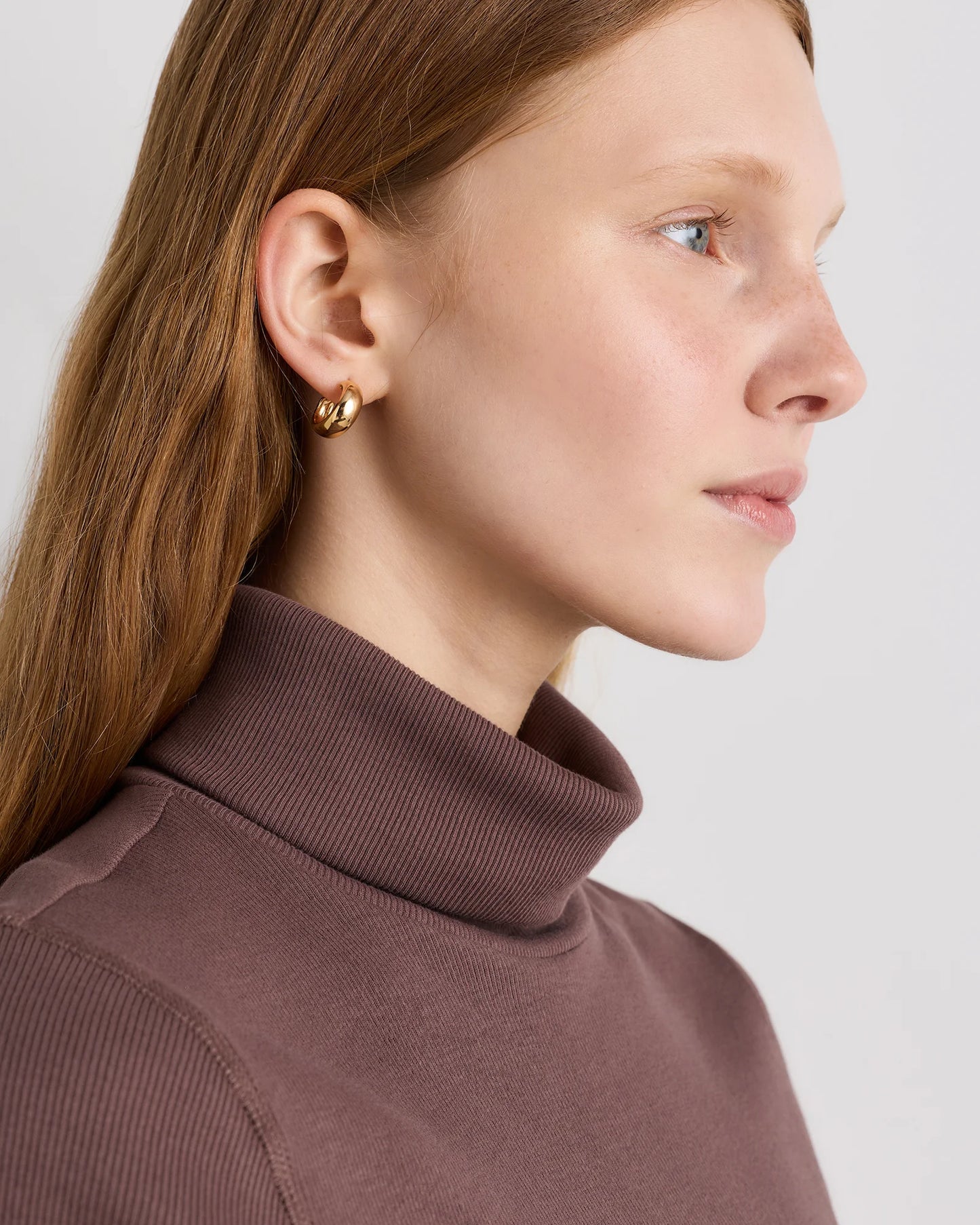 Organic Cotton Micro-Rib Turtleneck - XS / Taupe Brown