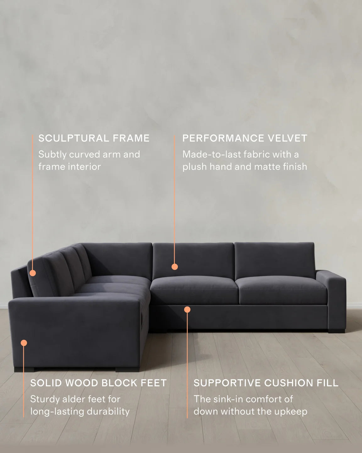 Stillman L Sectional in Performance Velvet - 116x116 / Java