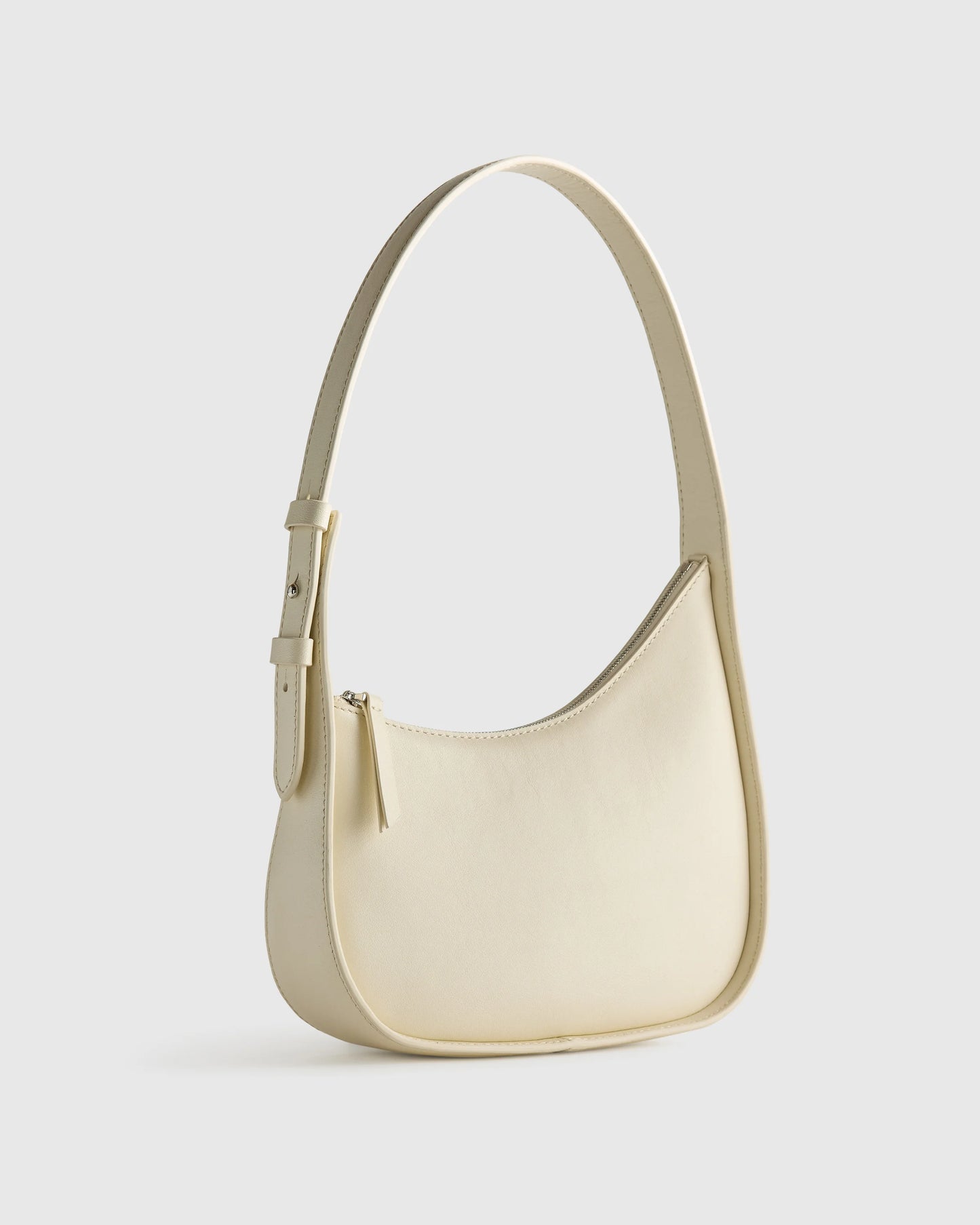 Italian Leather Asymmetrical Mini Shoulder Bag - One Size / Shell Pink