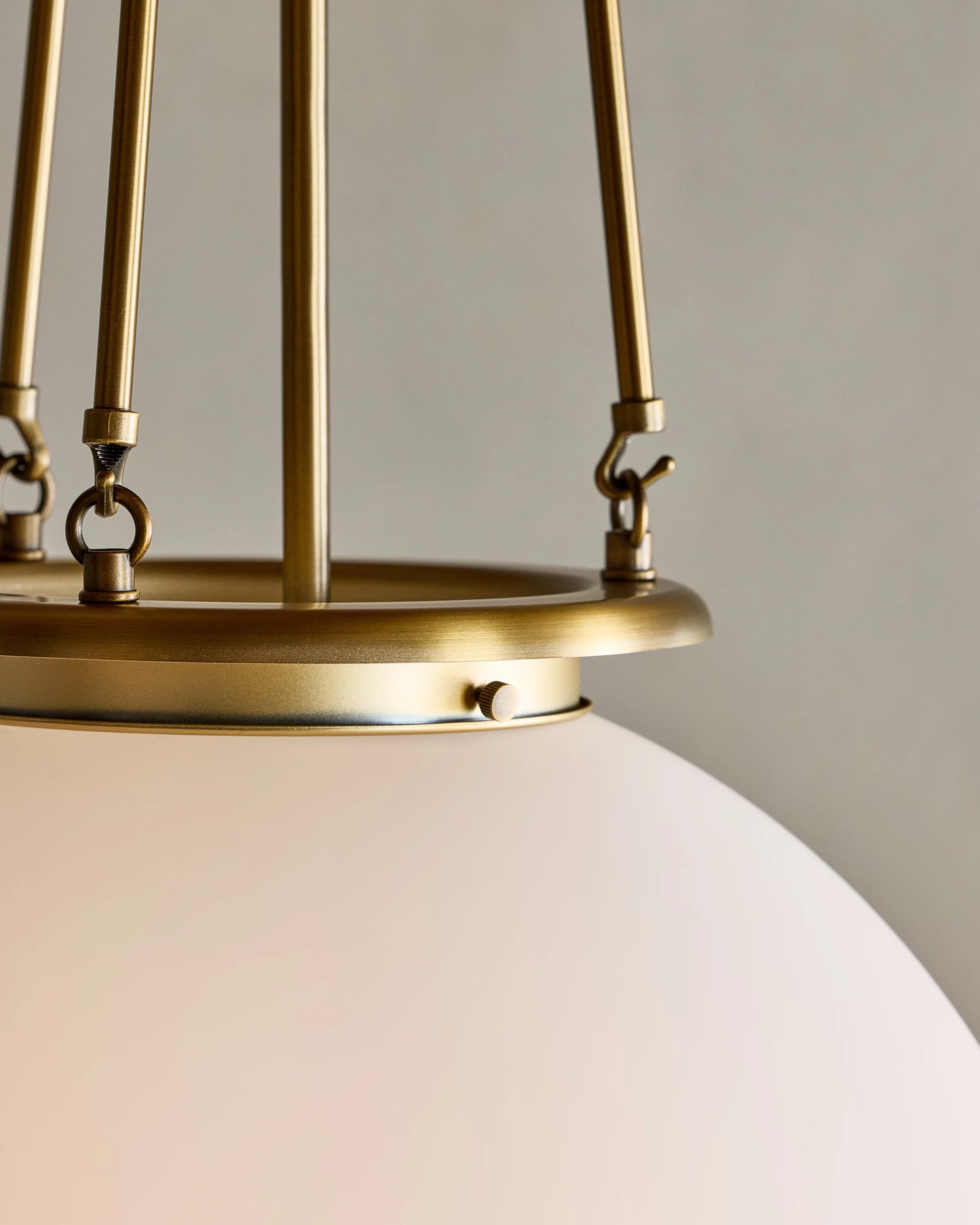 Antiqued Steel and Glass Globe Pendant Light - One Size / Brass