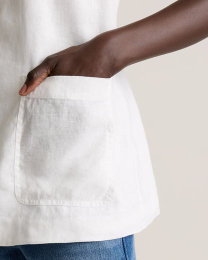 100% European Linen Longline Vest - XS / Taupe Brown Chambray