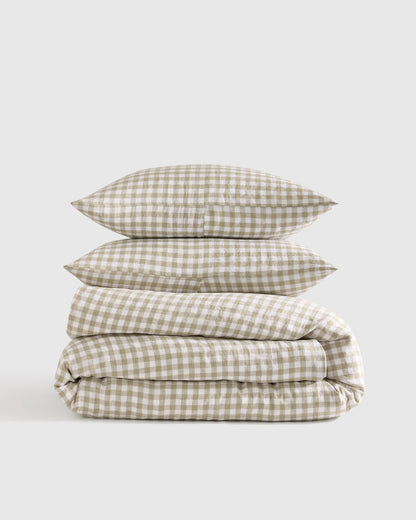 European Linen Duvet Cover Set - Twin / Peach