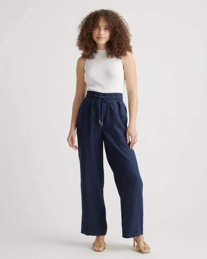 100% European Linen Wide Leg Pants - XS / Bayberry Olive