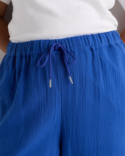 100% Organic Cotton Gauze Straight Leg Pants - 1X / Indigo Blue