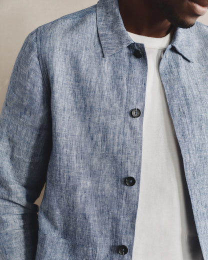 100% European Linen Chore Jacket - S / Flax