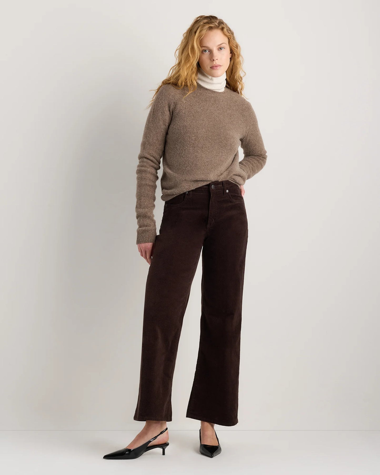 Organic Stretch Corduroy Wide Leg Pants - 0 / Black