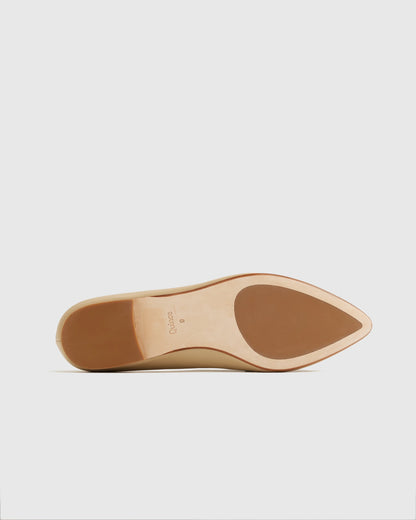 Italian Leather Pointed Bow Flat - 5 / Shell Pink