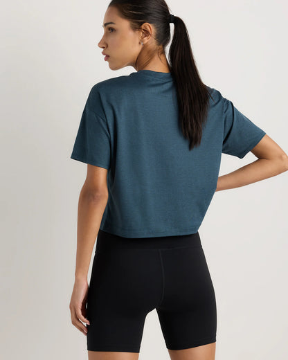 Flowknit Breeze Boxy Cropped Tee - XS / Heather Deep Navy