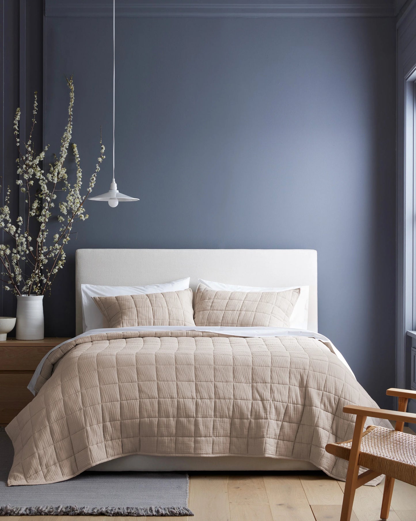 Organic Cotton Gauze Box Quilt Set - Twin / Mineral