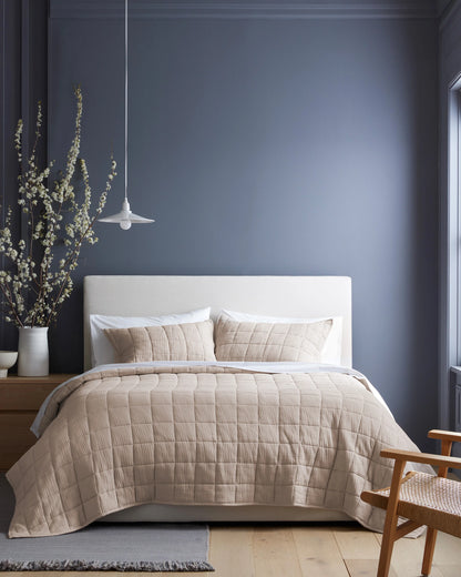 Organic Cotton Gauze Box Quilt Set - Twin / Mineral
