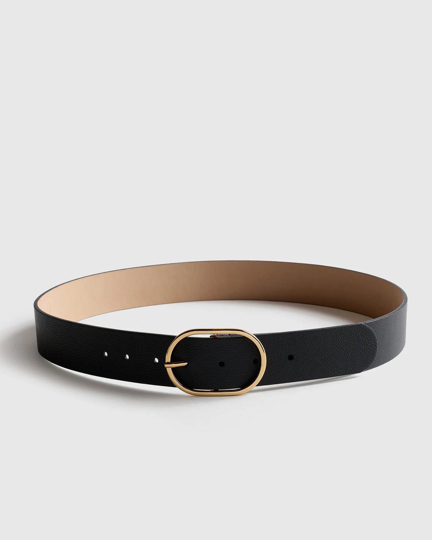Cleo Oval European Leather Belt - XS / Black