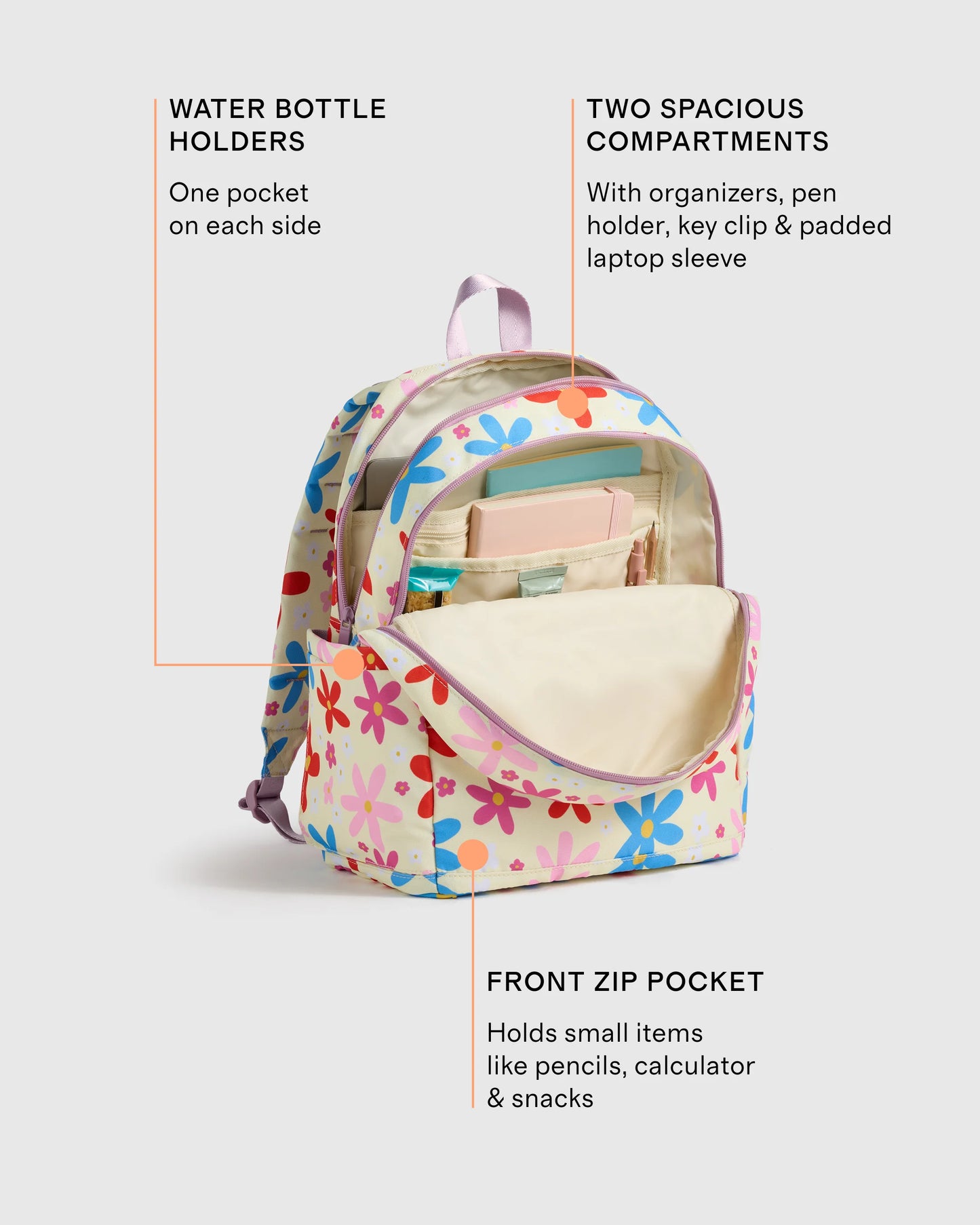 Recycled Double Pocket Backpack - One Size / Rainbow Clouds
