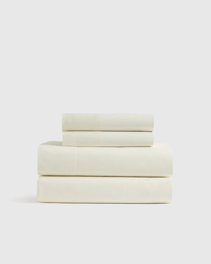 Organic Crisp Percale Sheet Set - Twin / White