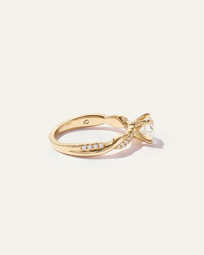 Lab Grown Diamond Round Twisted Engagement Ring - 1ct - 4 / Yellow Gold