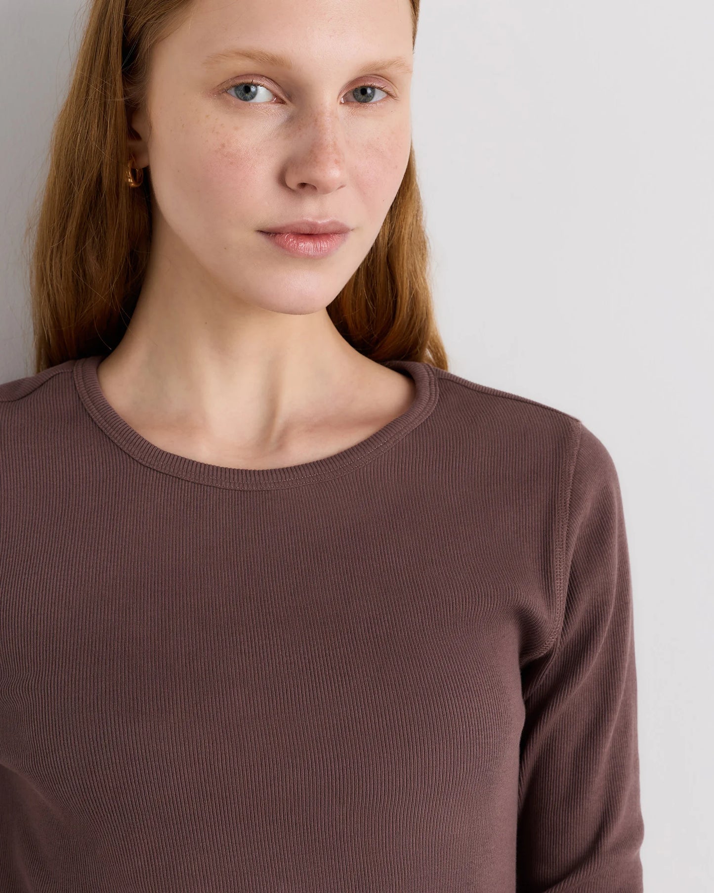 Organic Cotton Micro-Rib Long Sleeve Tee - XS / Moonstone Blue