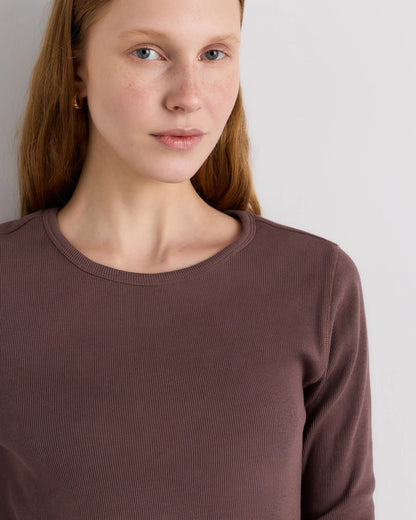 Organic Cotton Micro-Rib Long Sleeve Tee - XS / Moonstone Blue