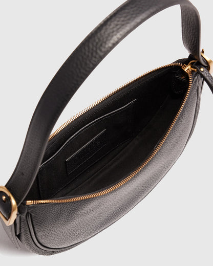 Italian Leather Mini Crescent Shoulder Bag - One Size / Espresso Brown
