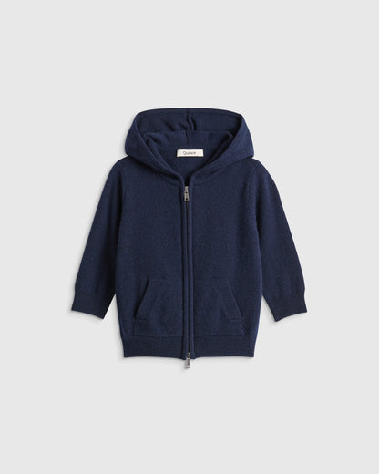 Washable Cashmere Full Zip Hoodie - 3-6M / True Navy