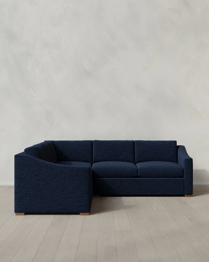 Hollis Slope Arm L Sectional in Performance Chenille Linen Blend - 110x110 / Snow