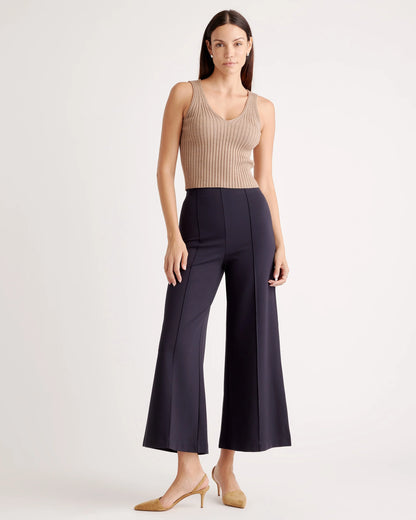 Ultra-Stretch Ponte Super Wide Leg Ankle Pants - XS / Olive