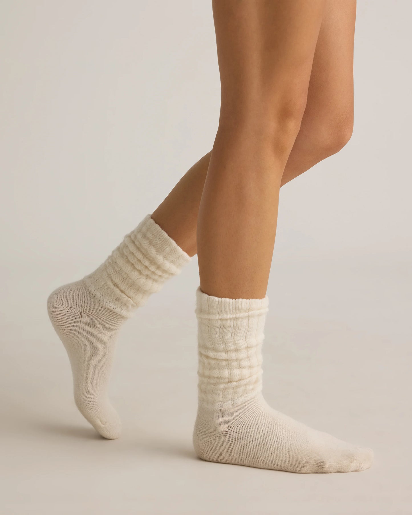 Mongolian Cashmere Slouch Sock - XS/S / Ivory