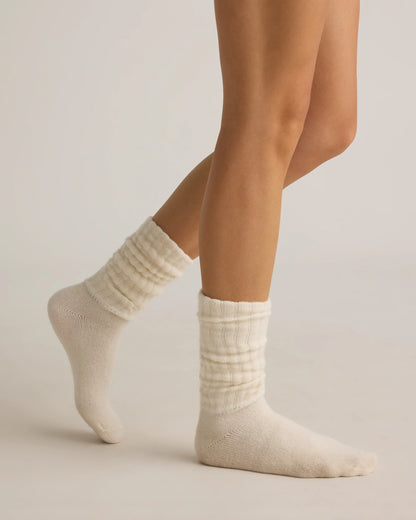 Mongolian Cashmere Slouch Sock - XS/S / Ivory