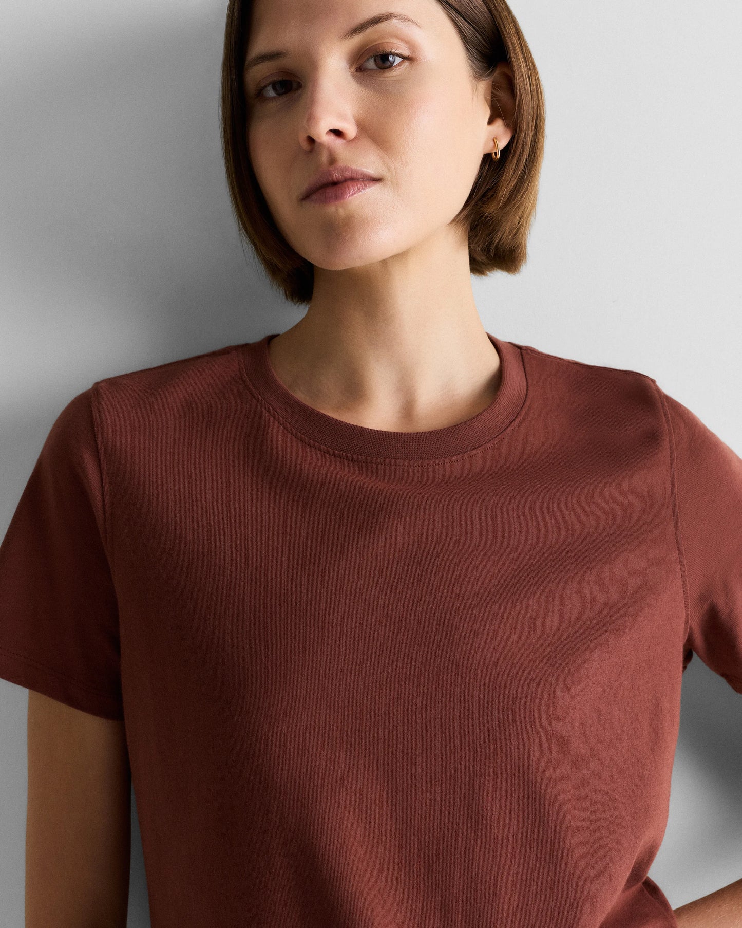 100% Organic Cotton Boxy Crewneck Tee - XS / Shell Pink