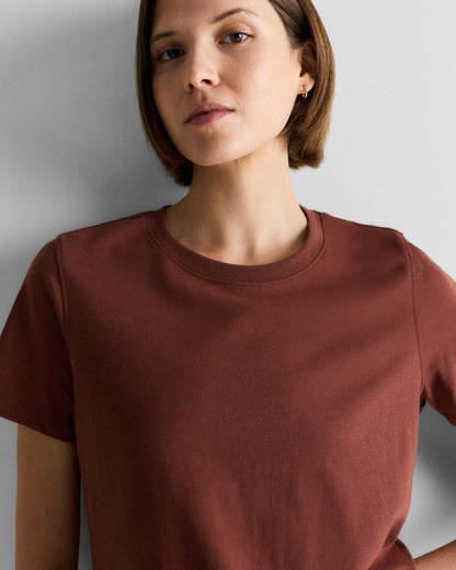 100% Organic Cotton Boxy Crewneck Tee - XS / Shell Pink