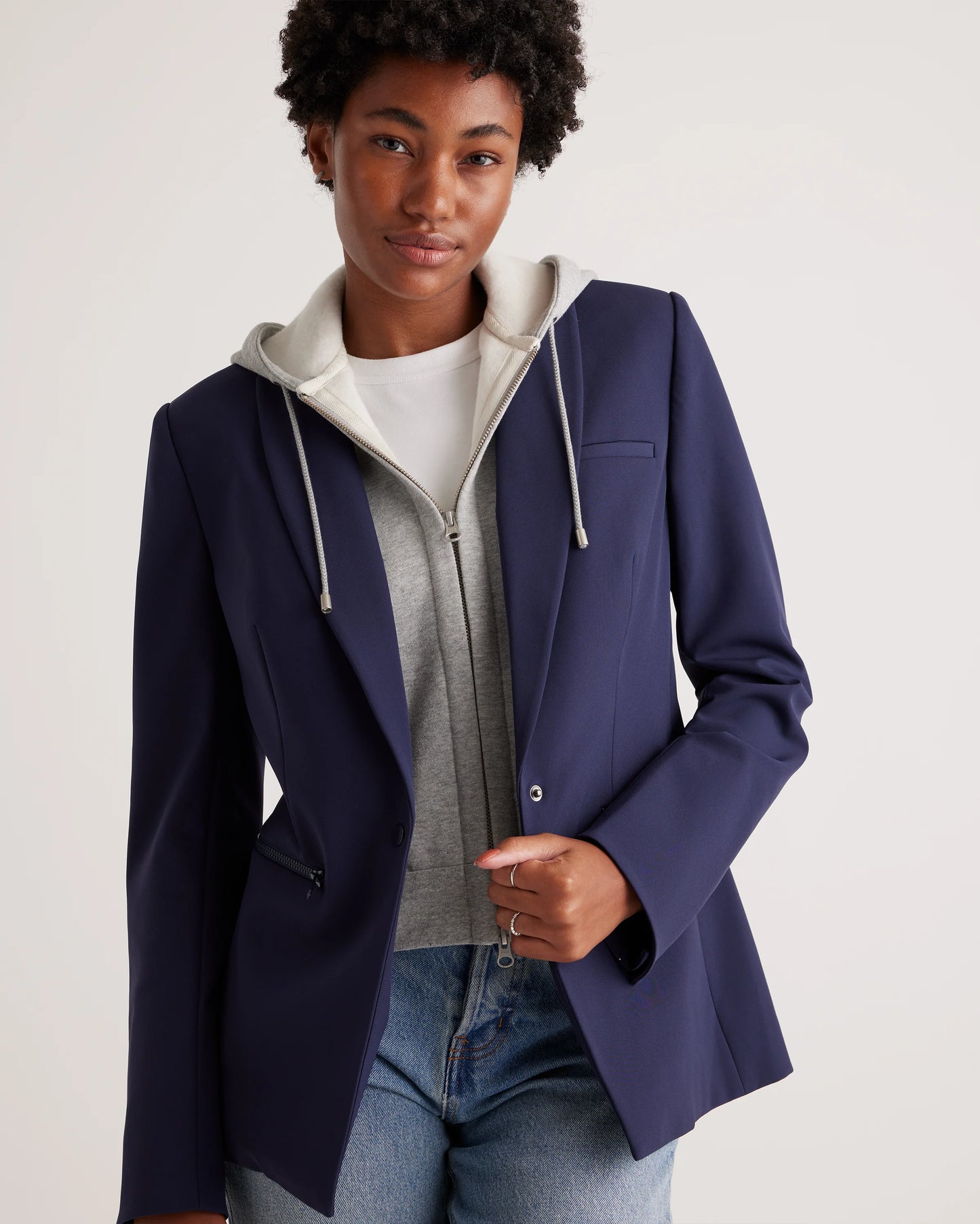 Scuba Single-Breasted Convertible Blazer - XS / True Black