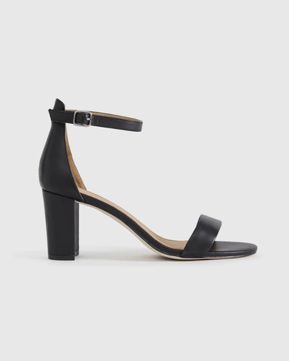 Italian Leather 65mm Block Heel - 5 / Cashew