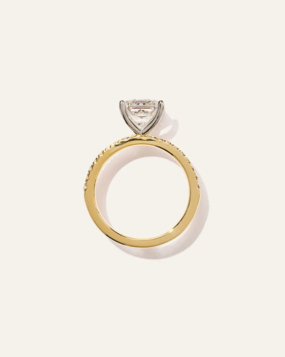 Lab Grown Diamond Princess Petite Pave Engagement Ring - 2ct - 4 / Yellow Gold