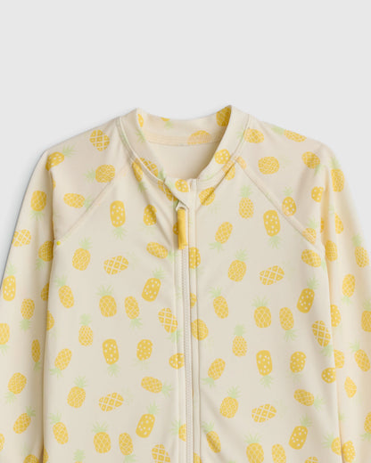 Long Sleeve Zip-Up Rash Guard One-Piece - 2T / Peri Beach Stripe