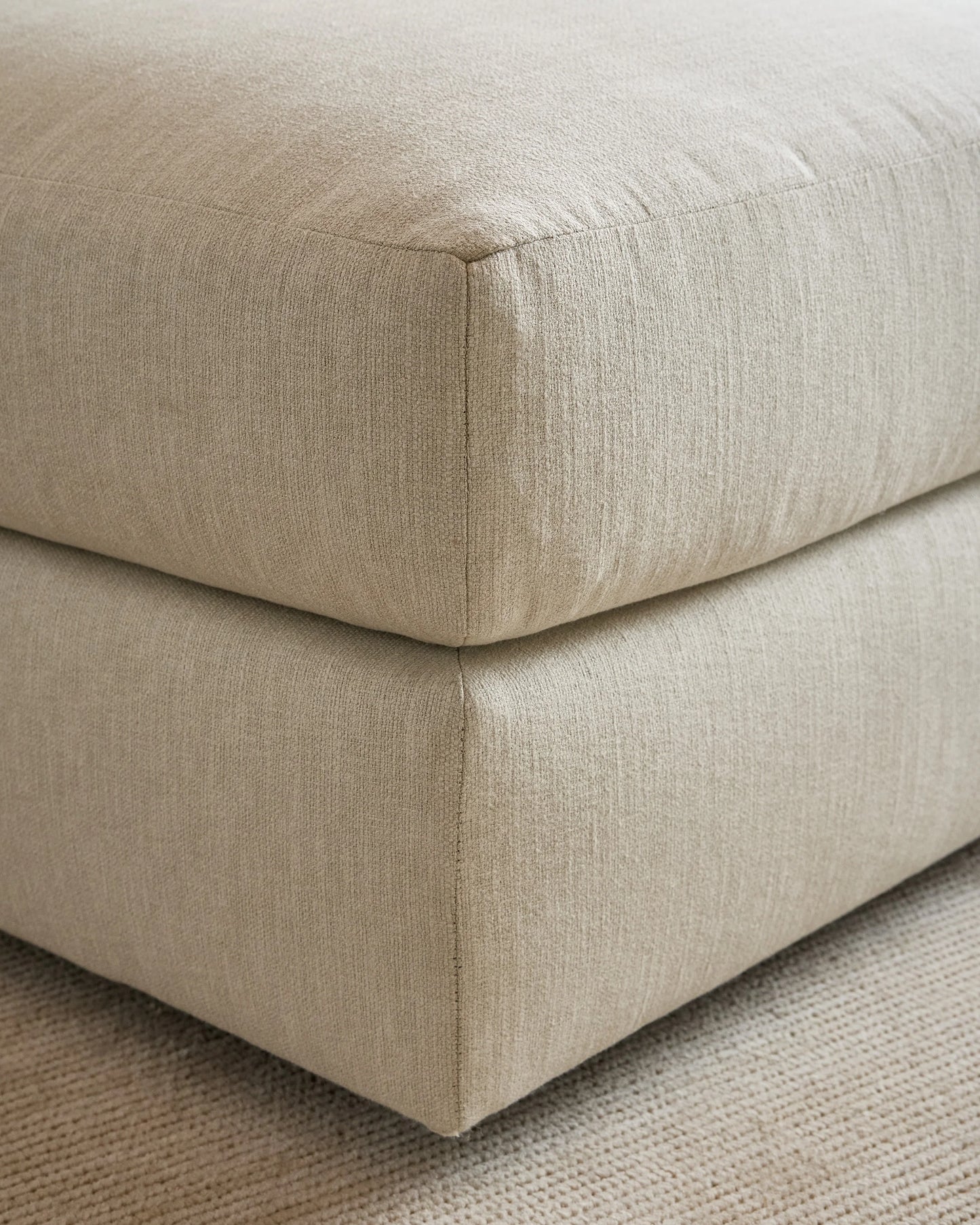Ashford Deep Seat Ottoman in Performance Velvet - One Size / Ivory