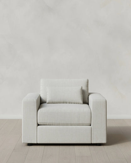Ashford Deep Seat Chair and a Half in Performance Chenille Linen Blend - 46" / Snow