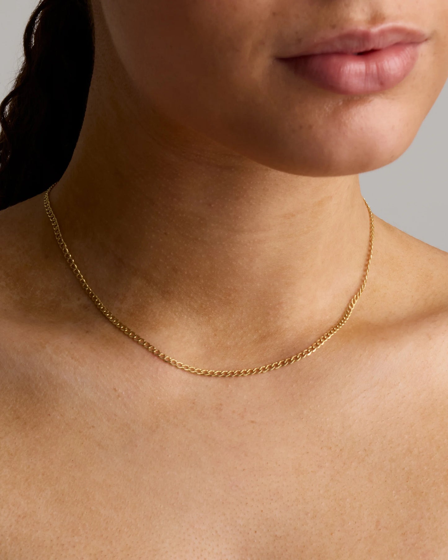 14K Gold Curb Chain Necklace - 16" / Yellow Gold