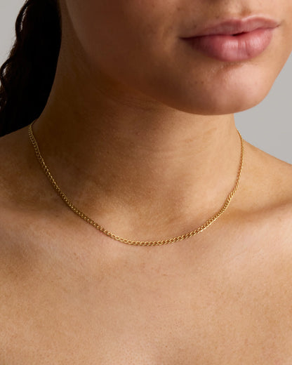 14K Gold Curb Chain Necklace - 16" / Yellow Gold