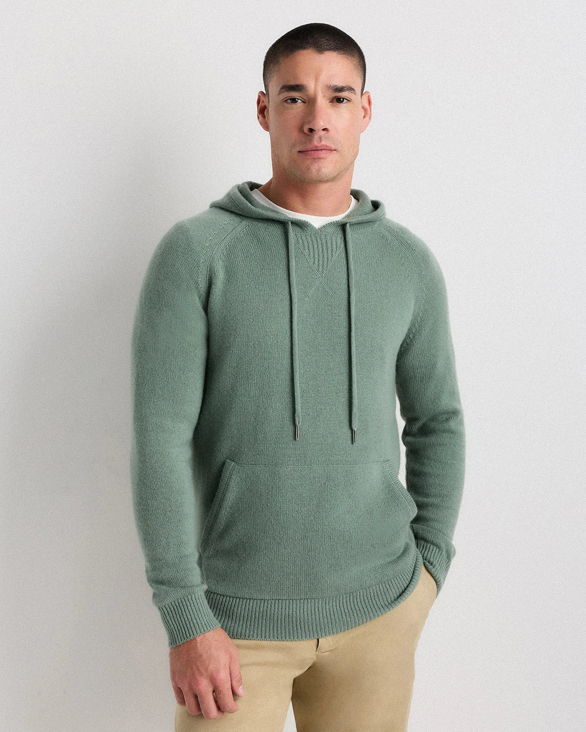 Mongolian Cashmere Pullover Hoodie - XS / Sea Spray Green
