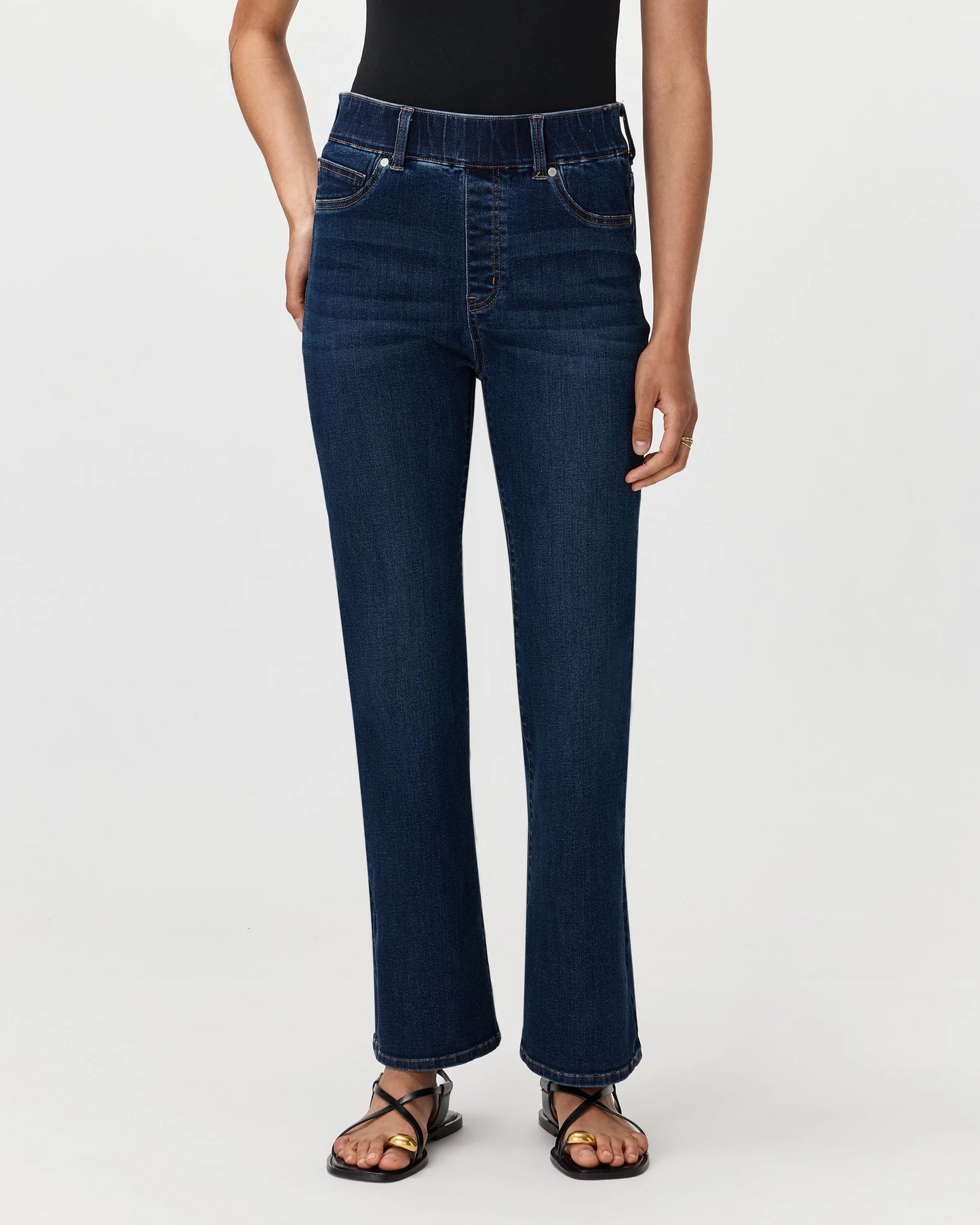 Nina Stretch Pull-On Kick Flare Jeans - XS / Raven Black