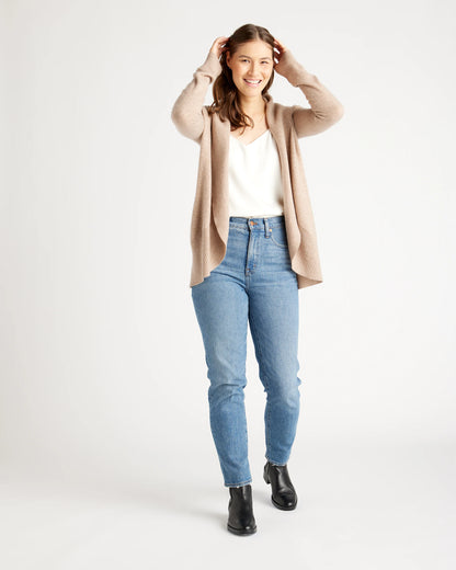Mongolian Cashmere Open Cardigan Sweater - XS / Brown