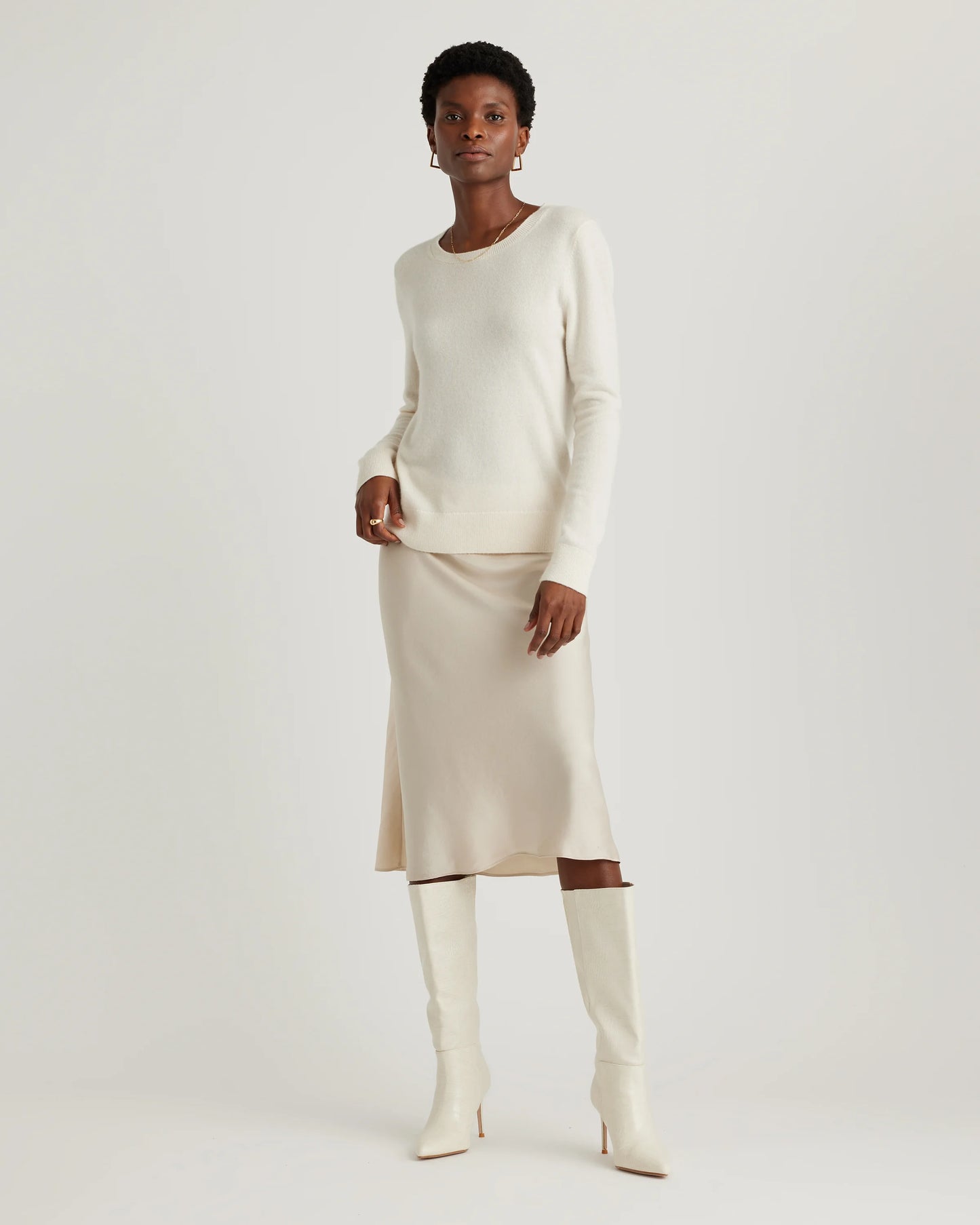 100% Washable Silk Skirt - XS / Champagne