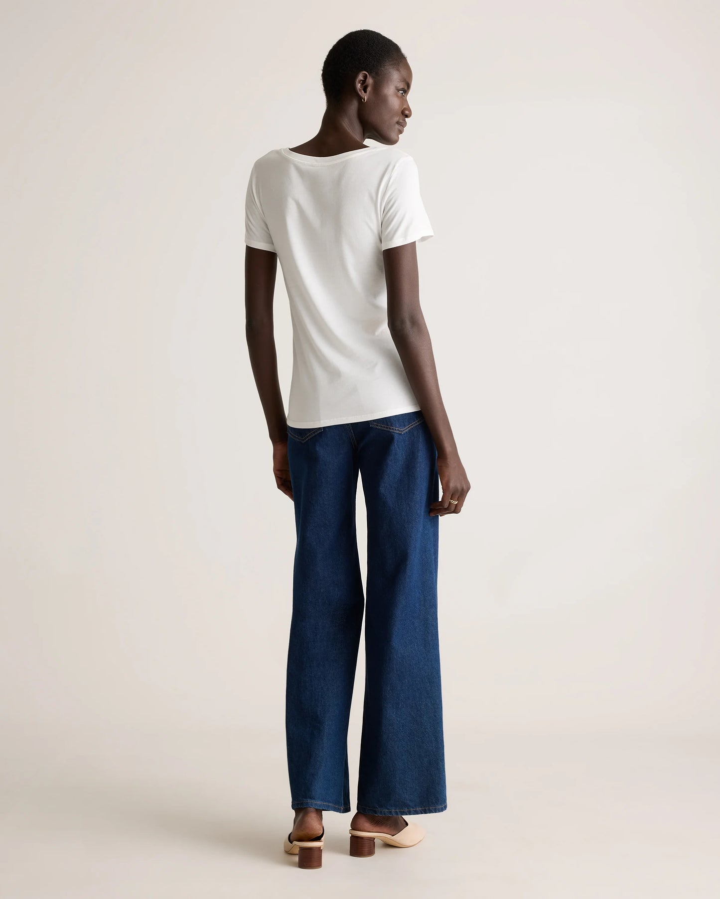Cotton Modal Scoop Neck Tee - XS / Navy