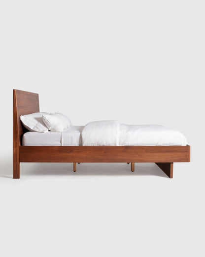 Solid Wood Platform Bed - Queen / Walnut Brown